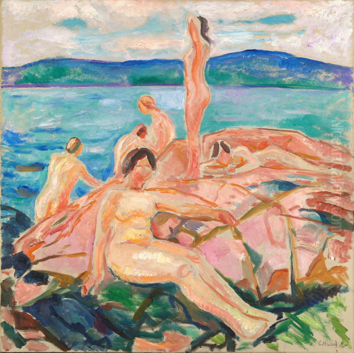 Midsummer Oil Painting by Edvard Munch