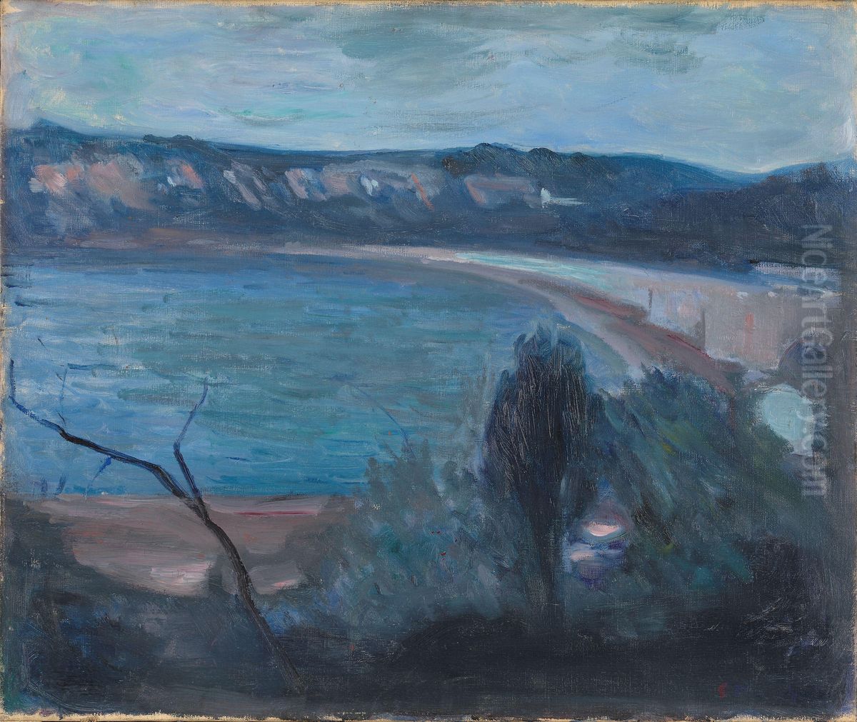 Moonlight by the Mediterranean Oil Painting by Edvard Munch