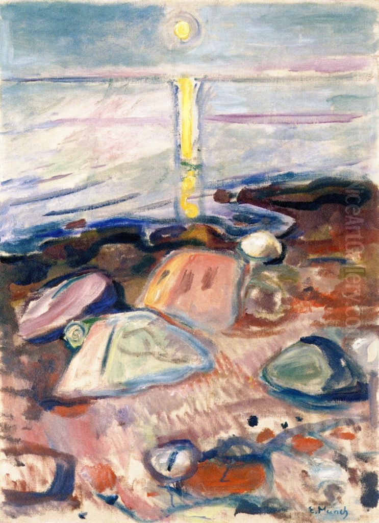 Moonlight on the Beach Oil Painting by Edvard Munch