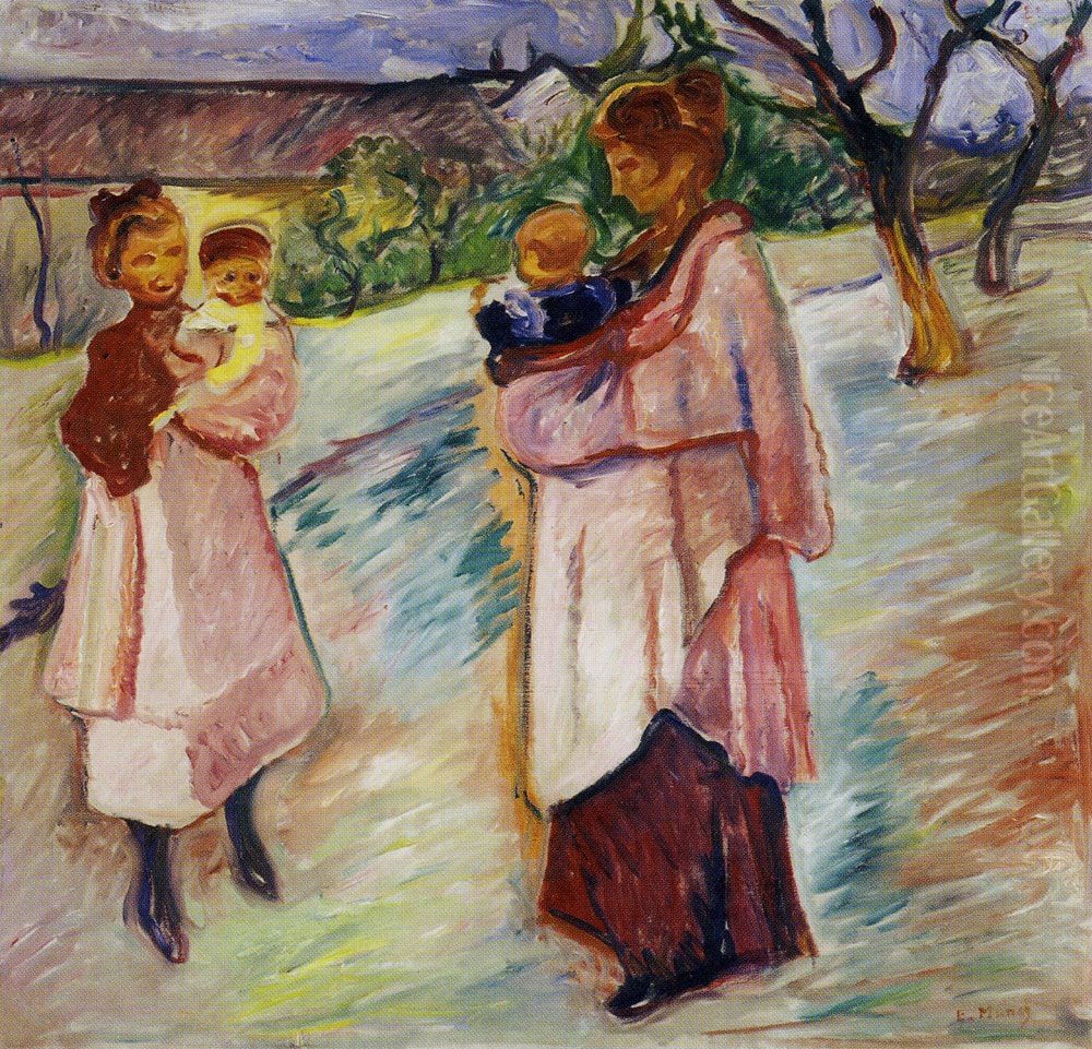 Mothers with Children, Thuringen Oil Painting by Edvard Munch
