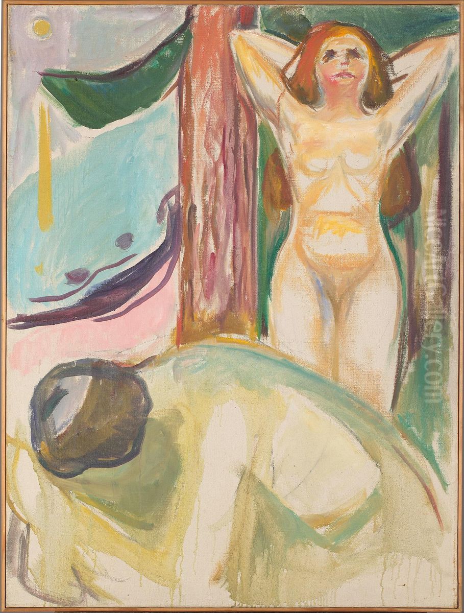 Naked Couple on the Beach Oil Painting by Edvard Munch