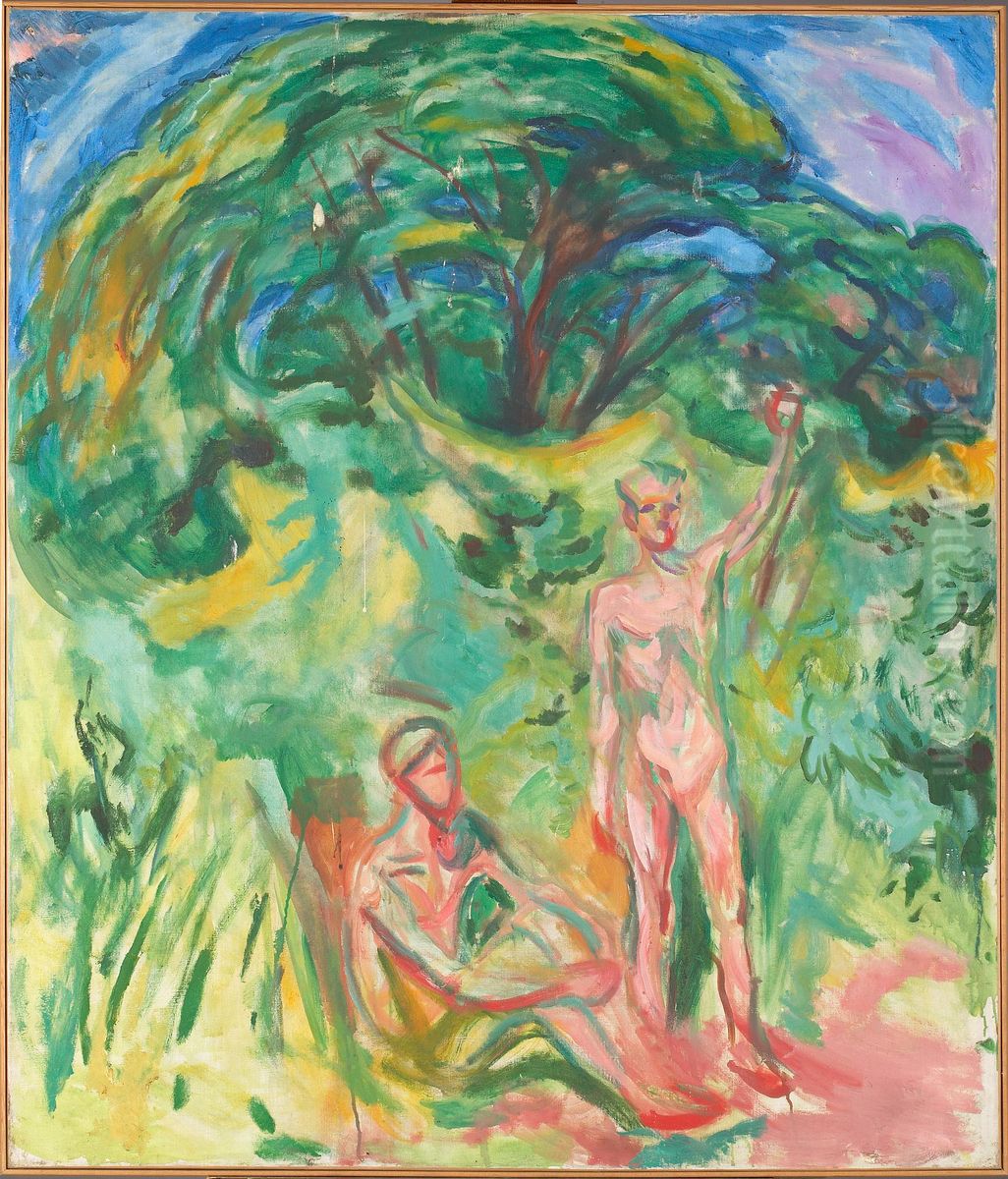 Naked Men in the Woods Oil Painting by Edvard Munch