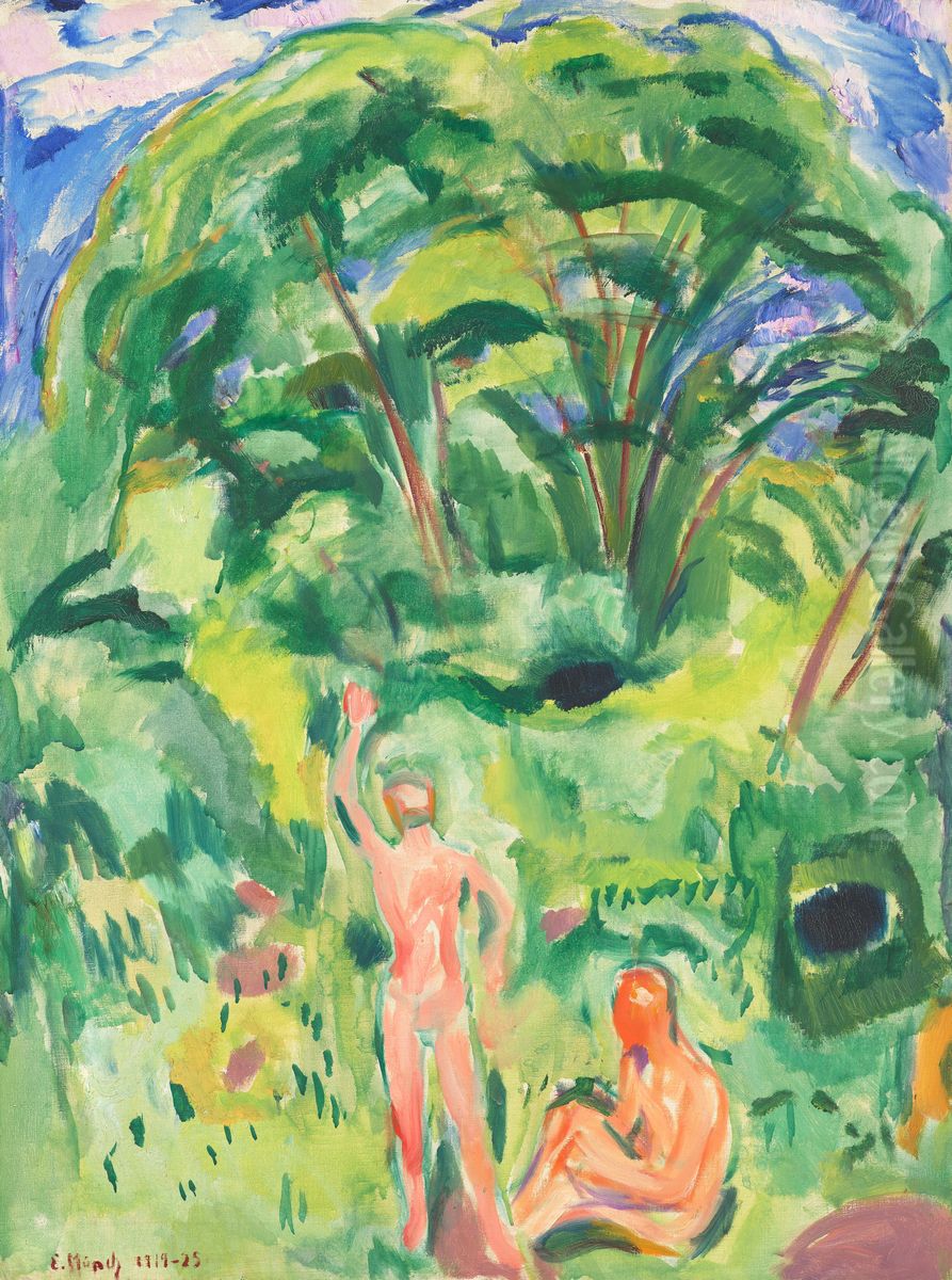 Naked Men in the Woods Oil Painting by Edvard Munch