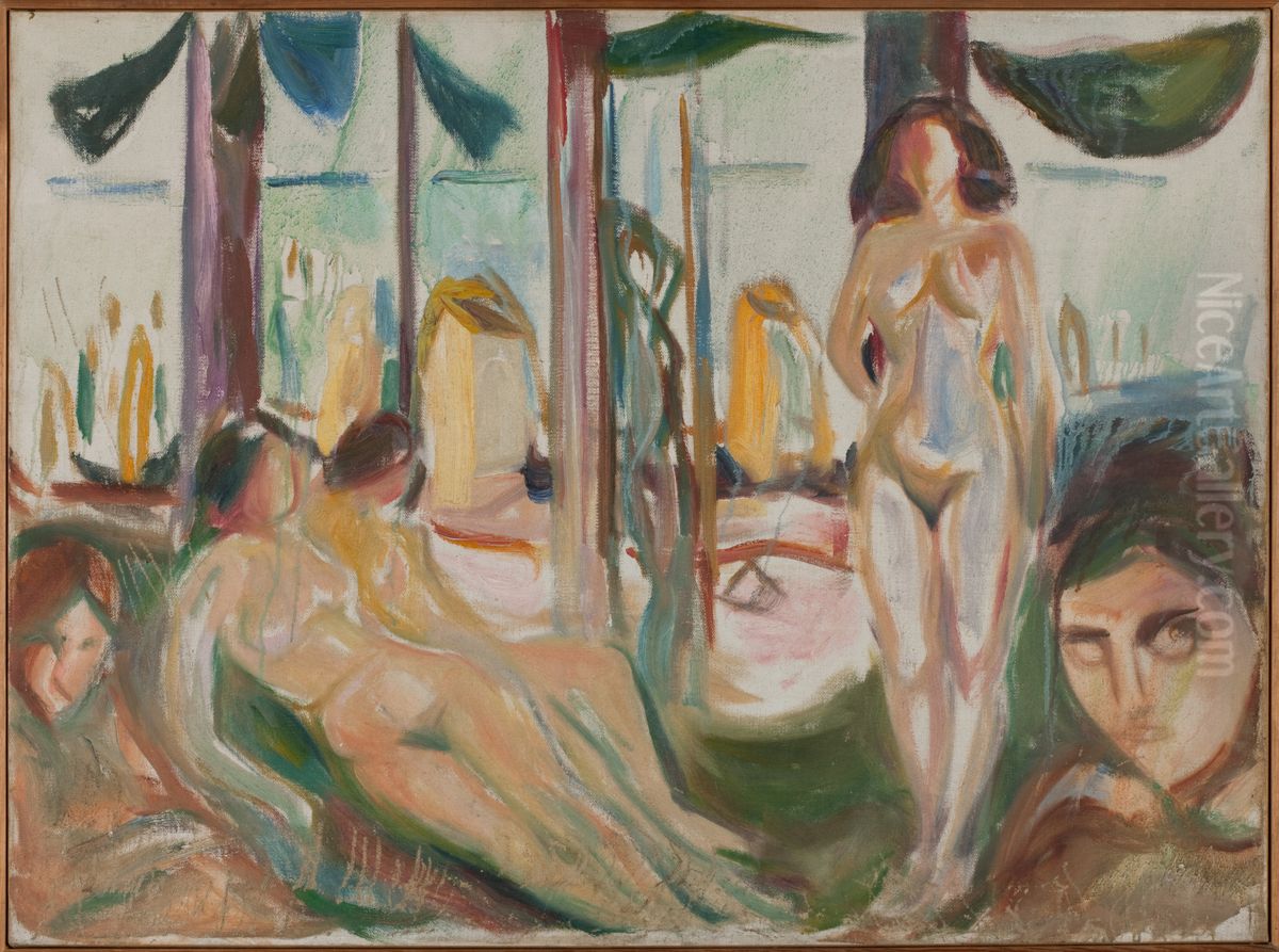 Naked Women by the Sea Oil Painting by Edvard Munch