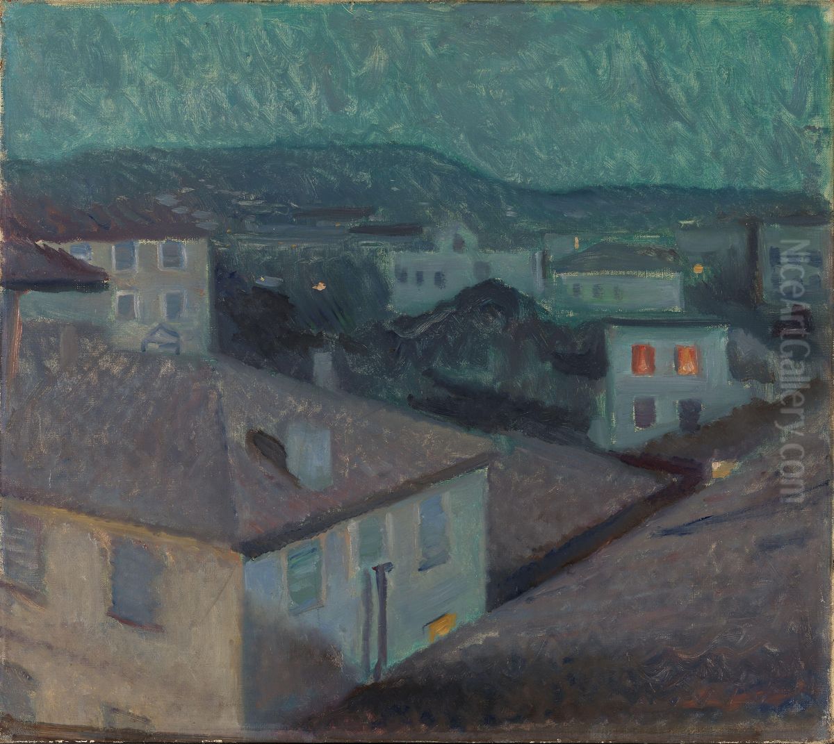 Night in Nice Oil Painting by Edvard Munch