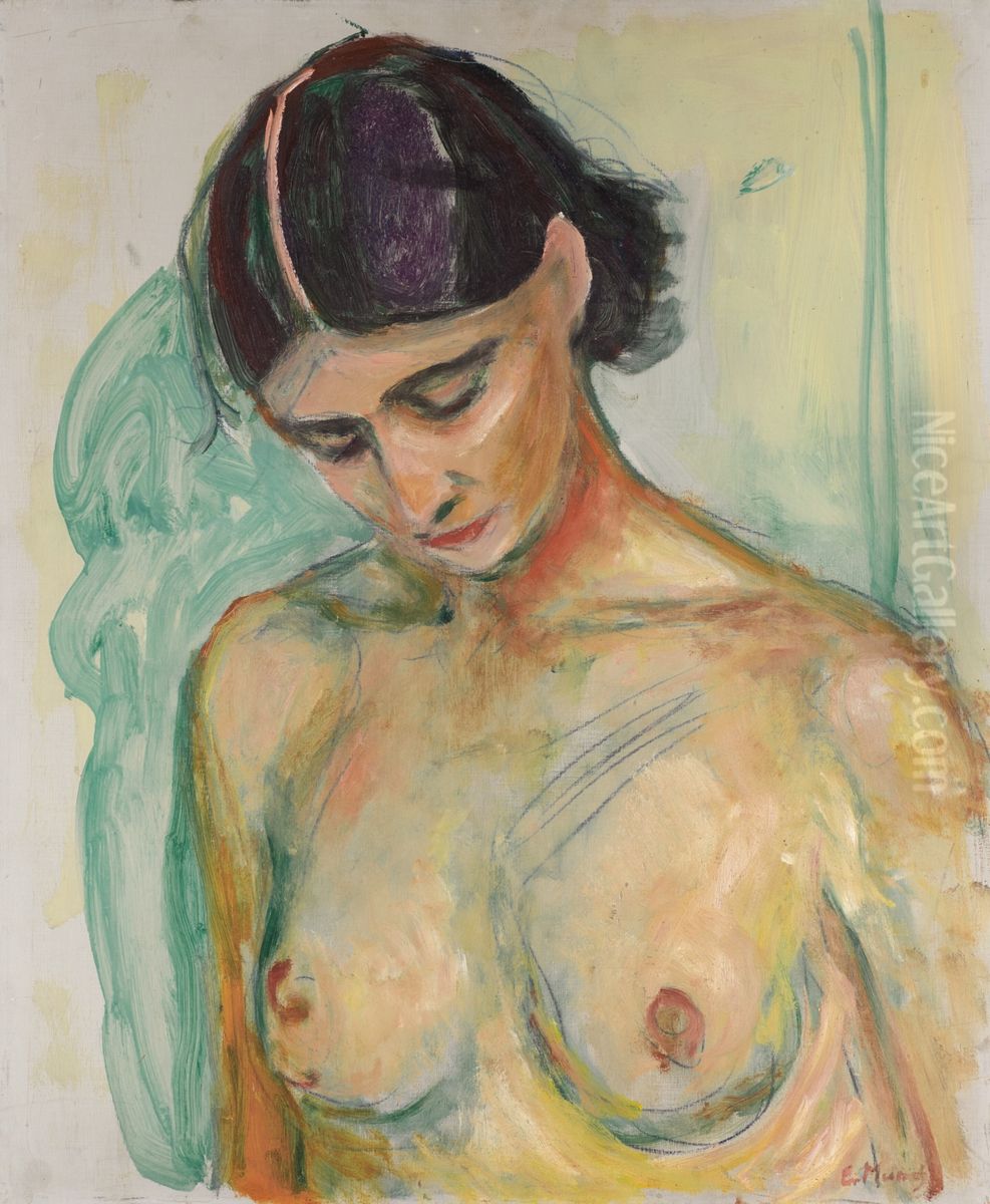 Nude with Bowed Head Oil Painting by Edvard Munch