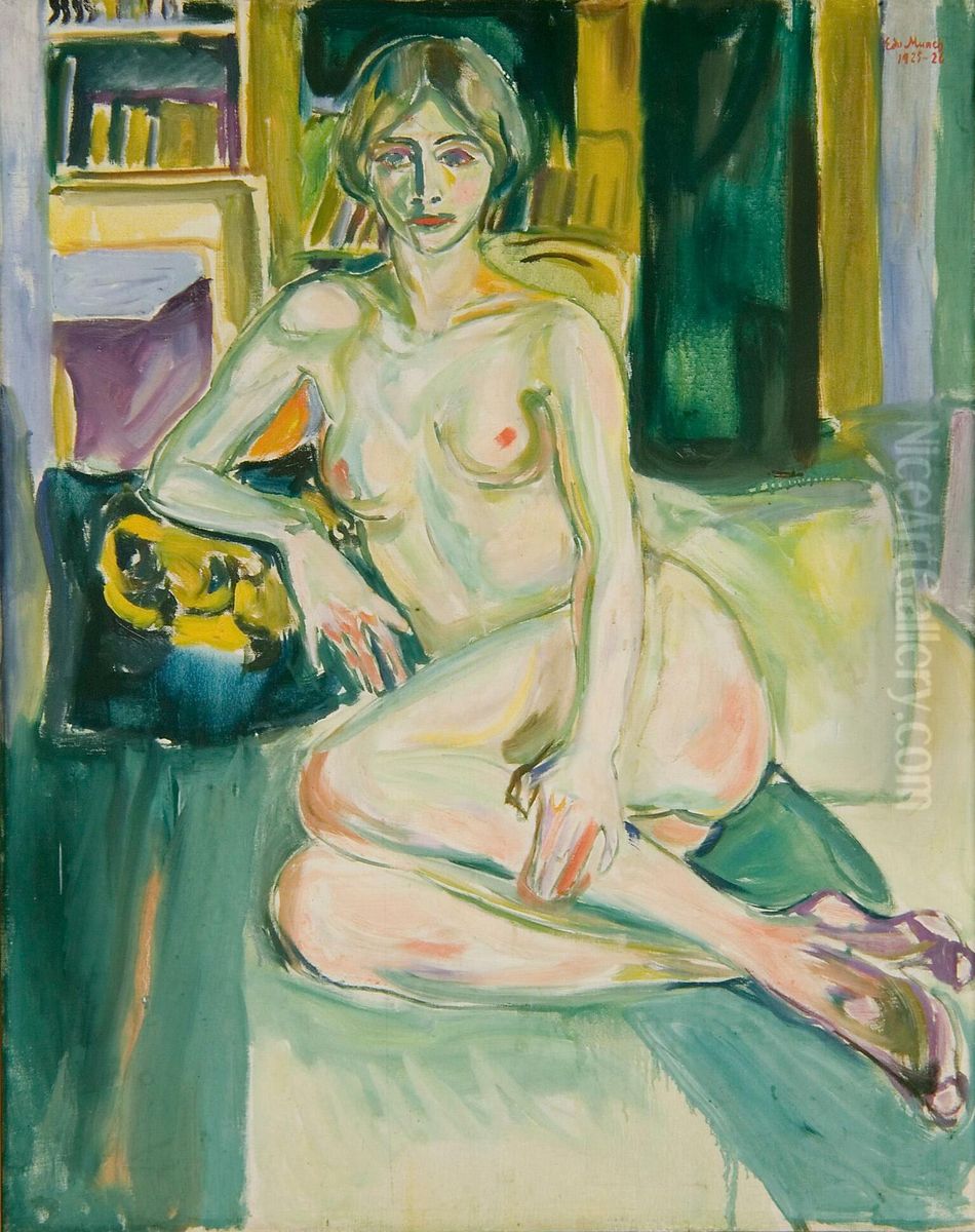 Nude, Sitting on the Couch Oil Painting by Edvard Munch