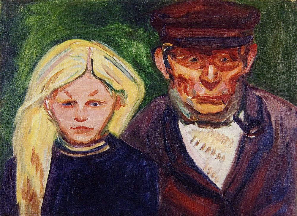 Old Fisherman and his Daughter Oil Painting by Edvard Munch