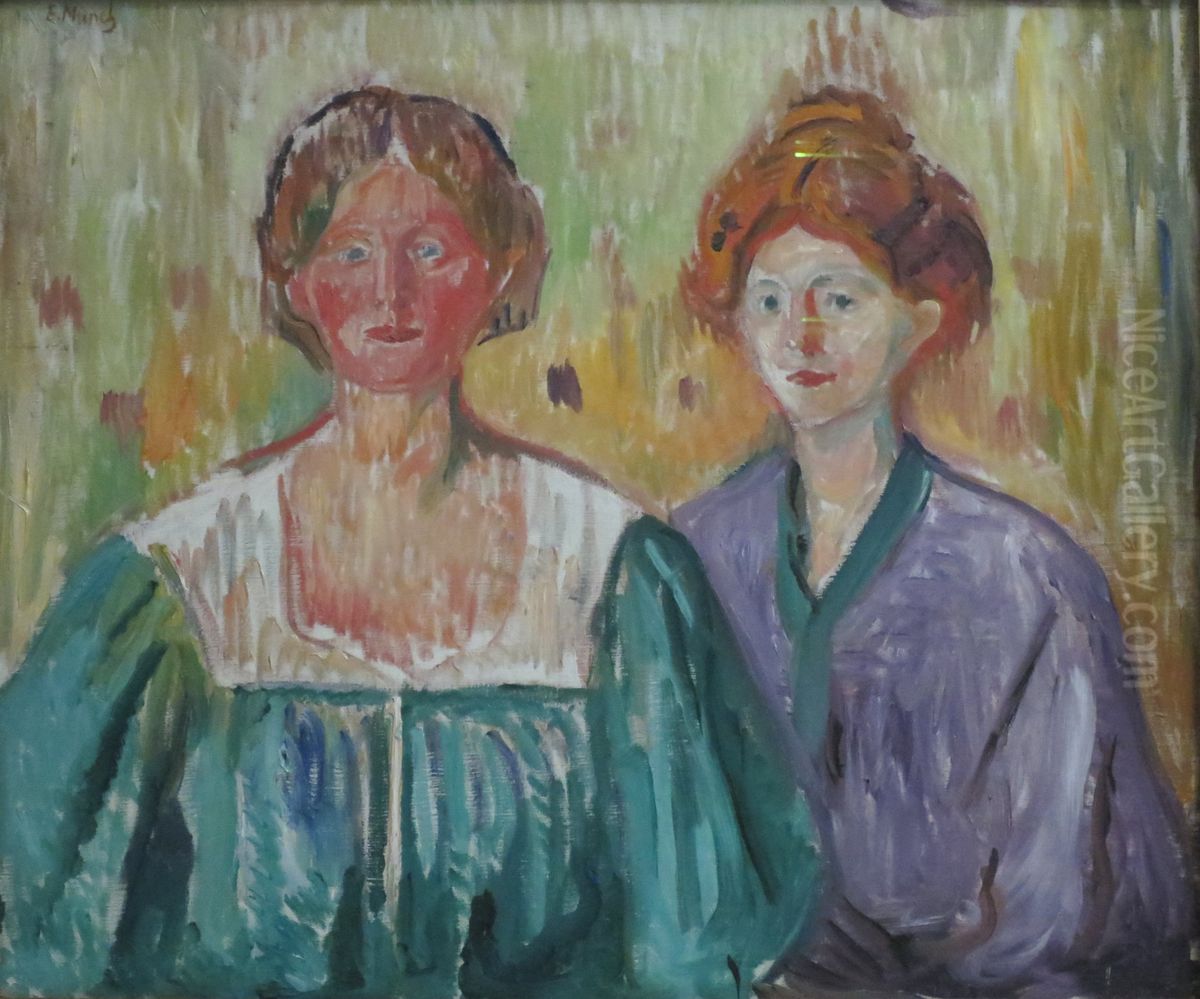 Olga and Rosa Meissner Oil Painting by Edvard Munch