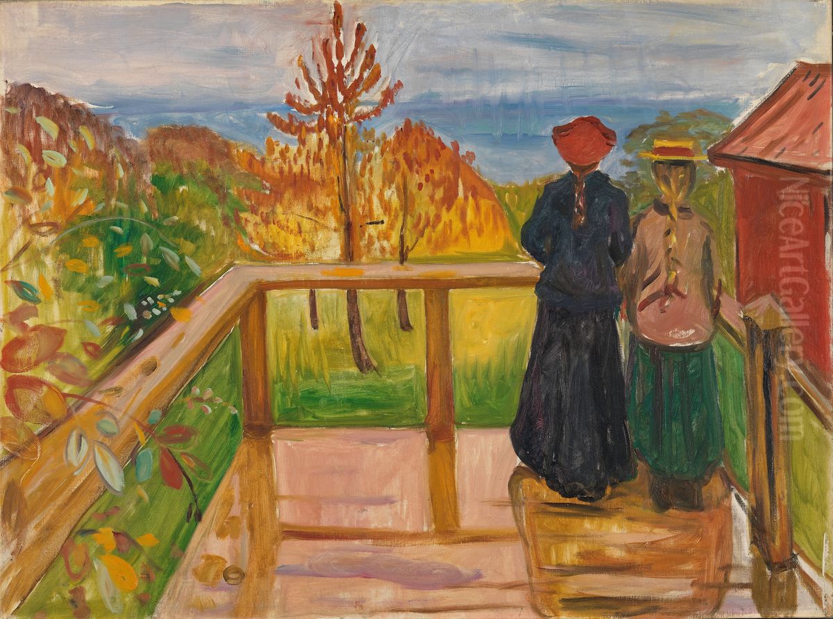 On the Veranda Oil Painting by Edvard Munch