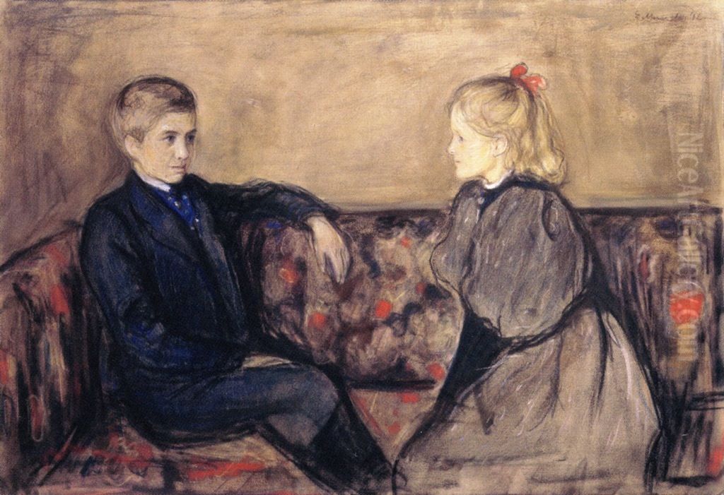 Oscar and Ingeborg Heiberg Oil Painting by Edvard Munch