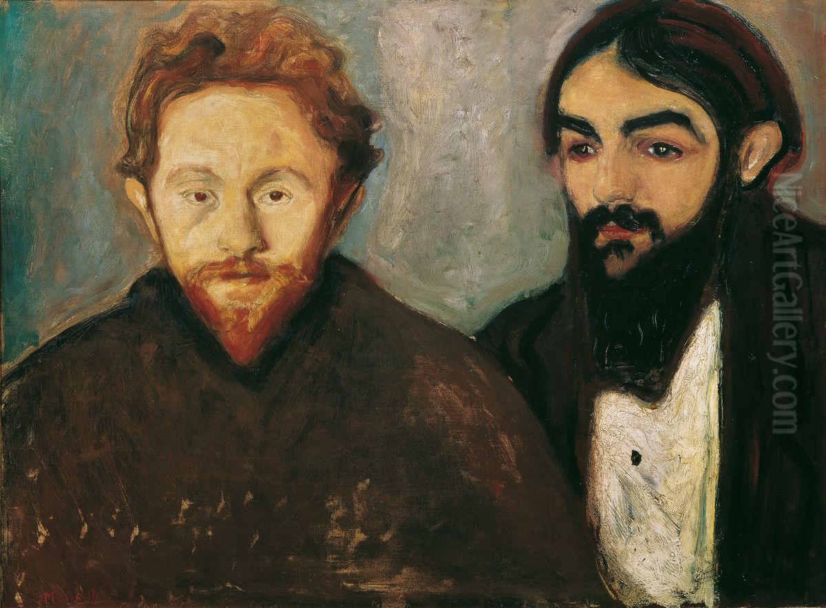 Paul Herrmann and Paul Contard Oil Painting by Edvard Munch