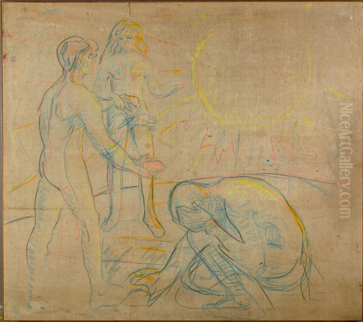 People in Sunlight Oil Painting by Edvard Munch