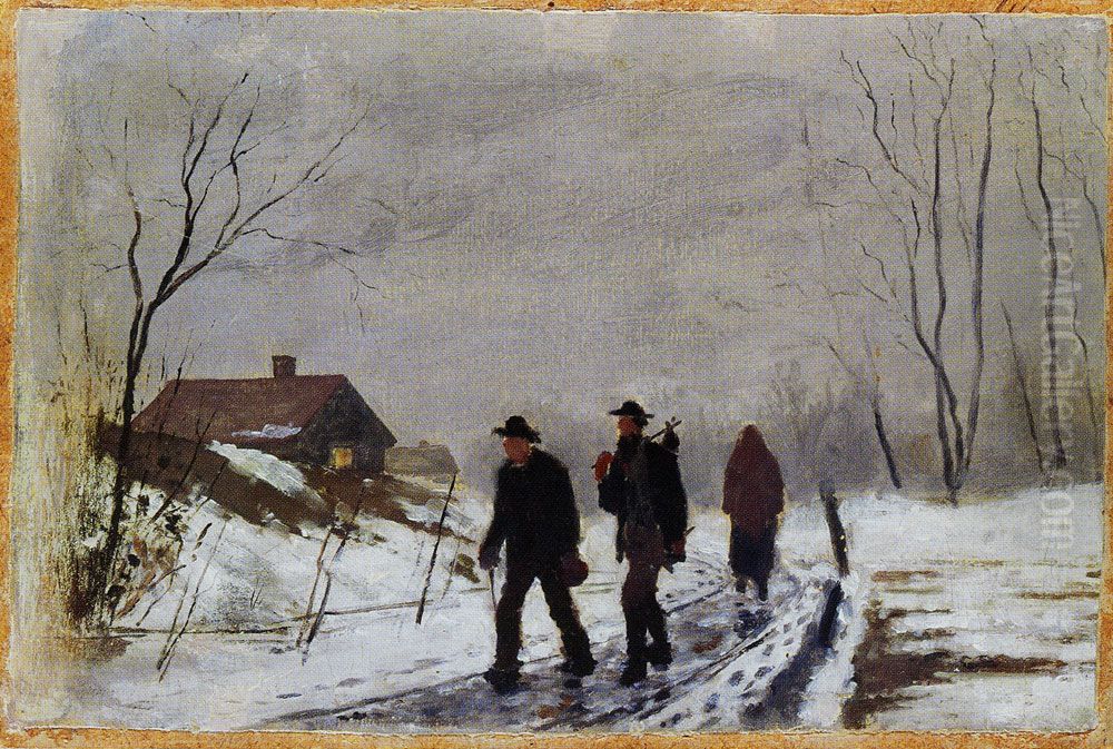 People on the Road in Wet Snow Oil Painting by Edvard Munch