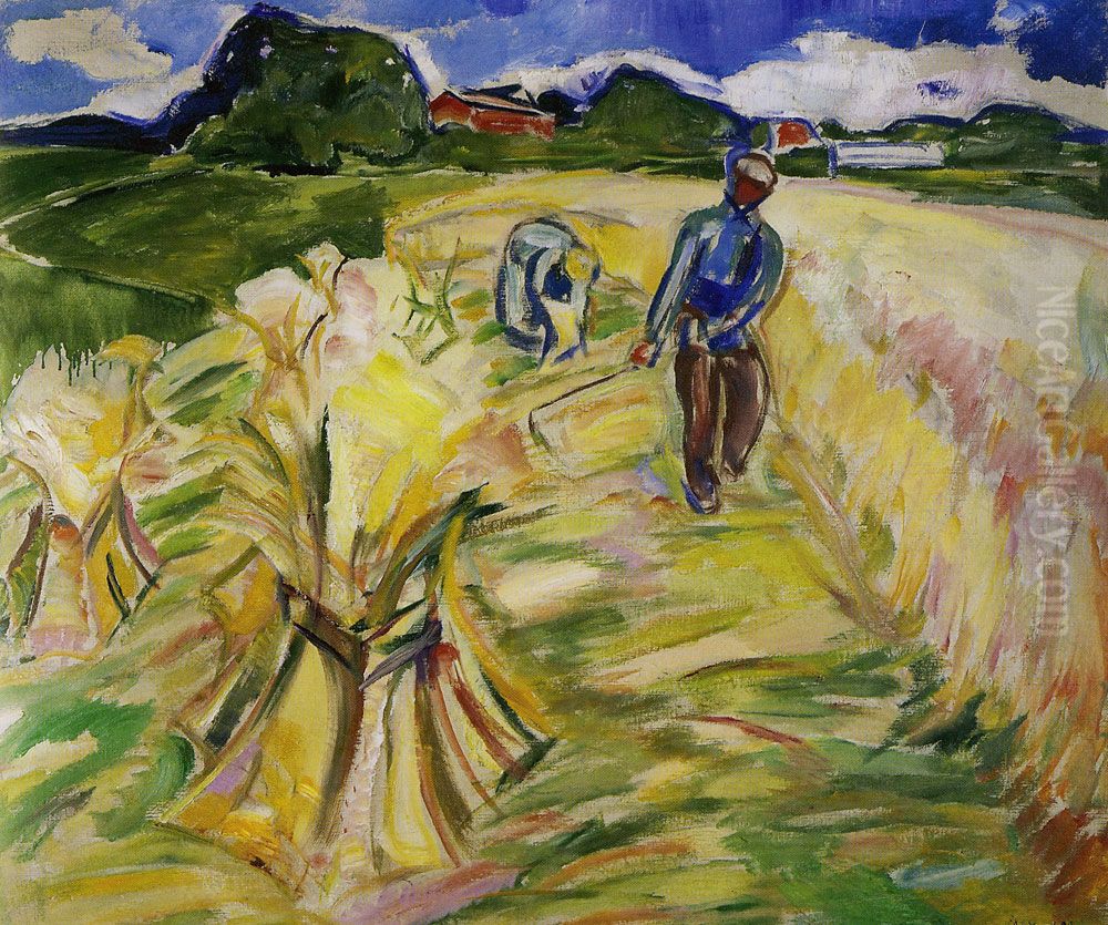 Reaping the Corn Oil Painting by Edvard Munch