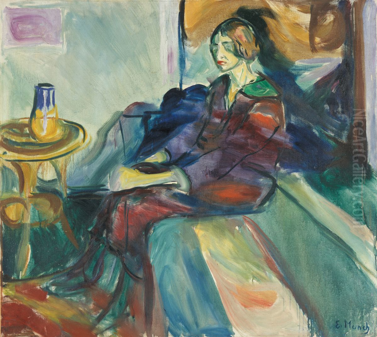 Seated Model on the Couch Oil Painting by Edvard Munch