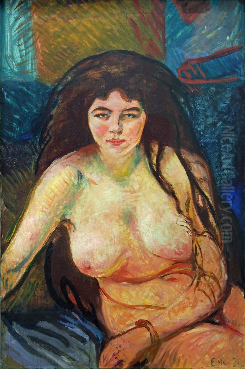Seated Nude Oil Painting by Edvard Munch