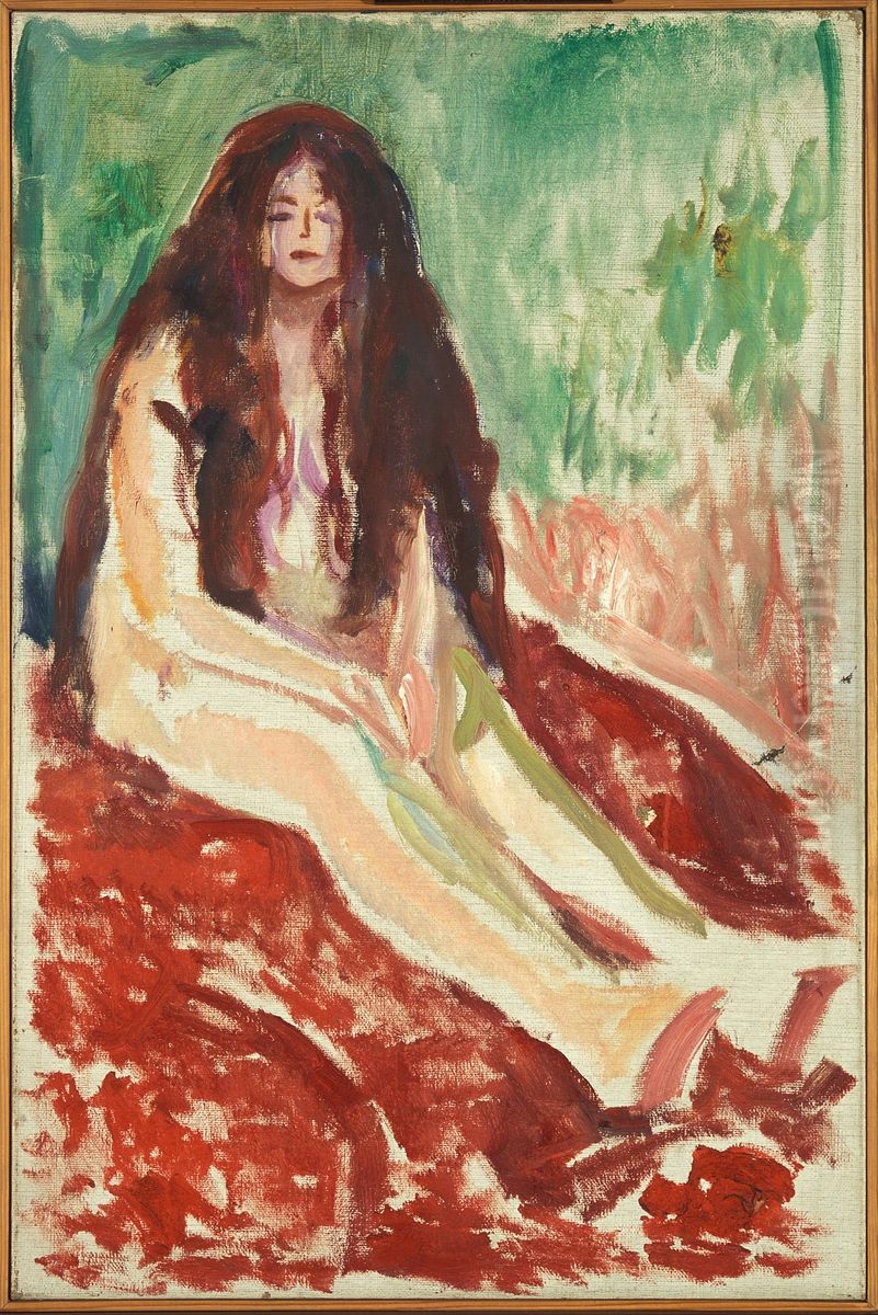 Seated Nude Oil Painting by Edvard Munch