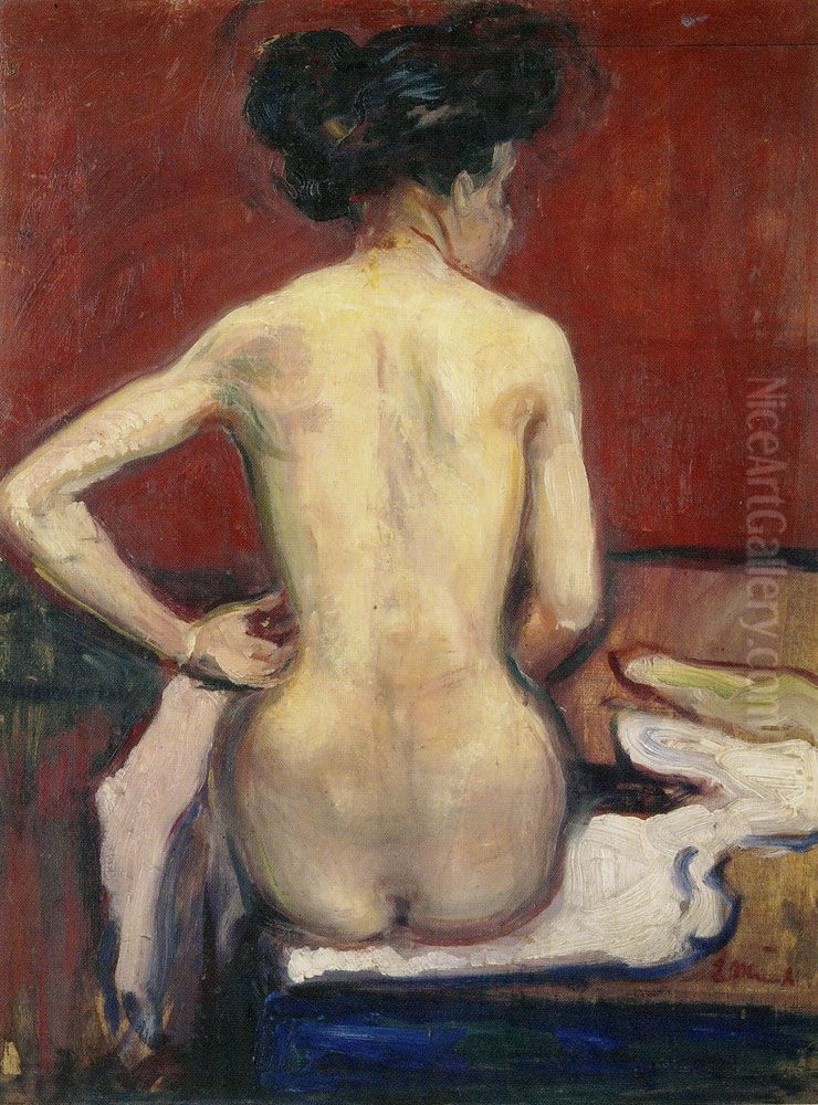 Seated Nude with her Back Turned Oil Painting by Edvard Munch