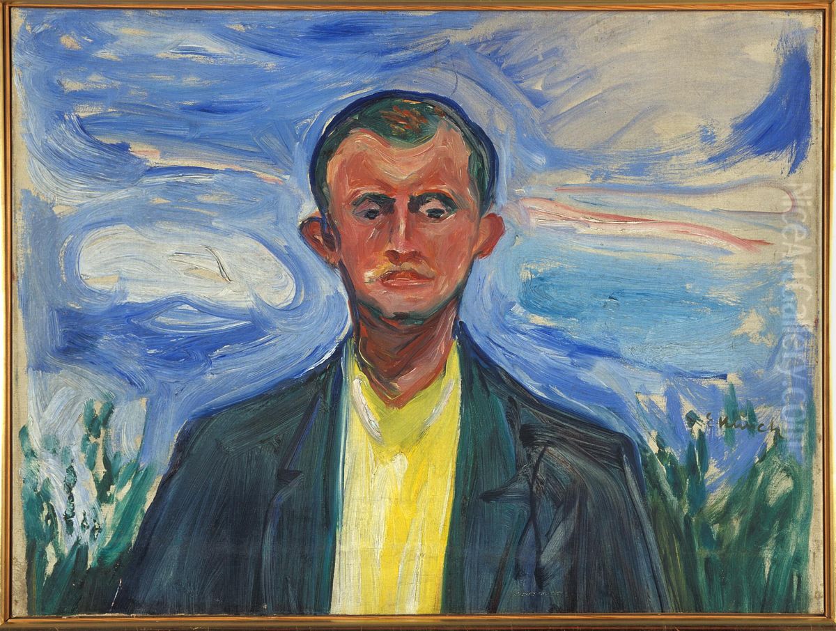 Self-Portrait against a Blue Sky Oil Painting by Edvard Munch