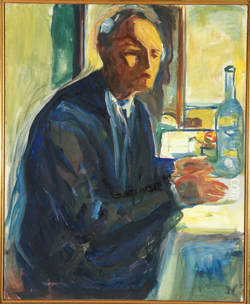 Self-Portrait at the Wedding Table Oil Painting by Edvard Munch