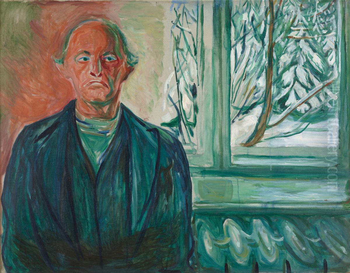 Self-Portrait by the Window Oil Painting by Edvard Munch