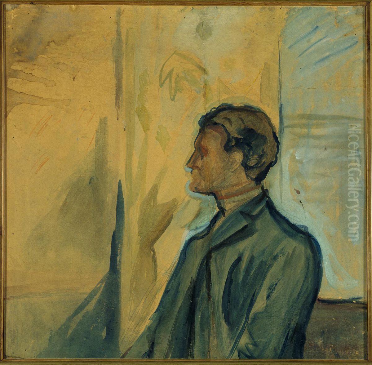 Self-Portrait in Profile Oil Painting by Edvard Munch