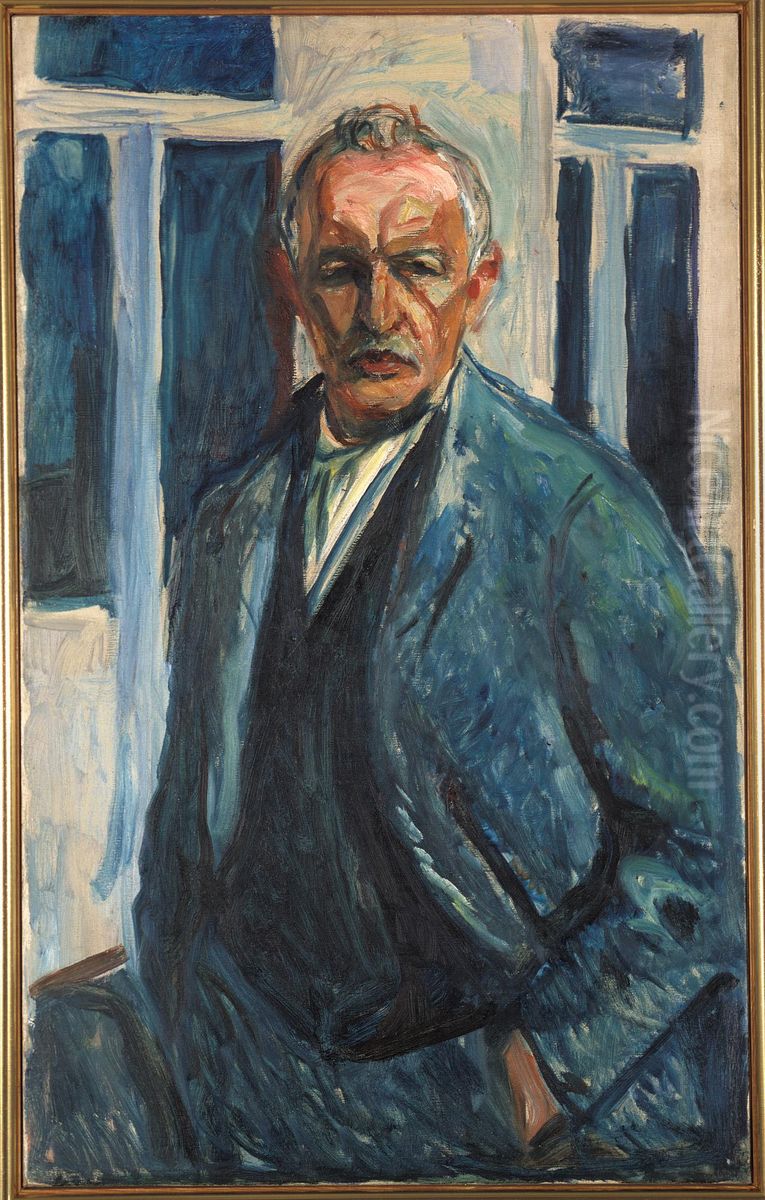 Self-Portrait with Hands in Pockets Oil Painting by Edvard Munch