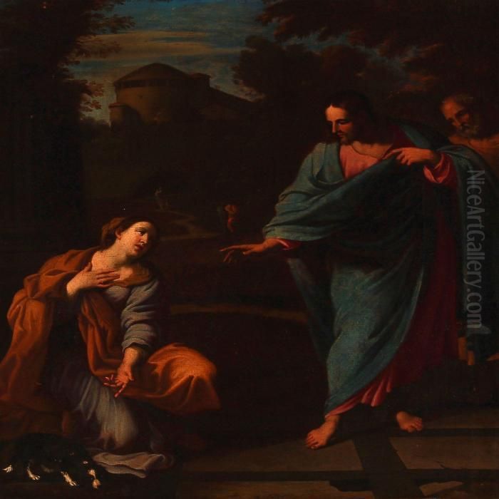 The Canaanite Woman Kneeling Before Christ Asking For Help To Heal Her Daughter Oil Painting by Annibale Carracci