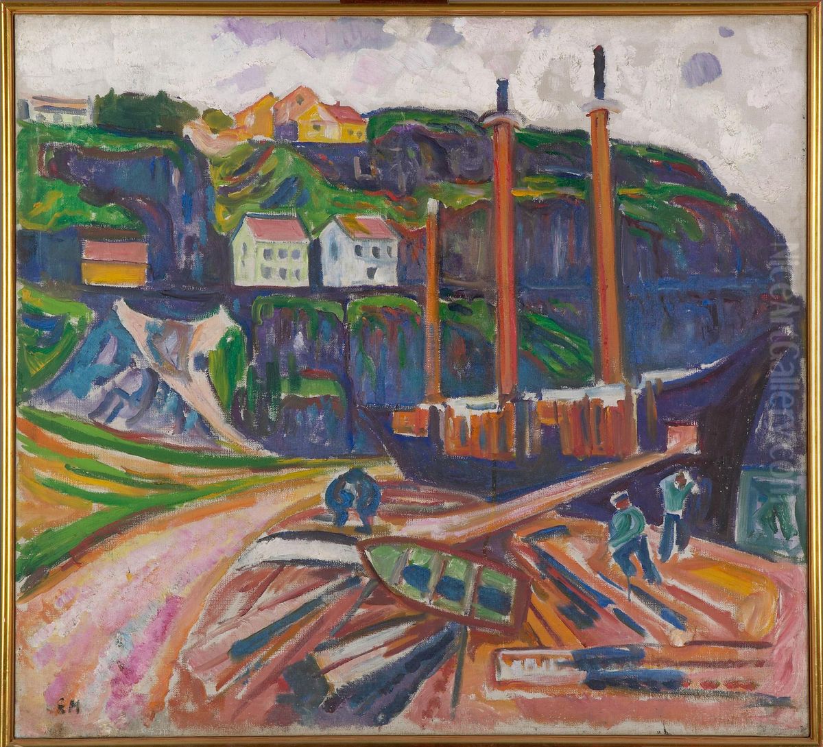 Ship Being Scrapped Oil Painting by Edvard Munch