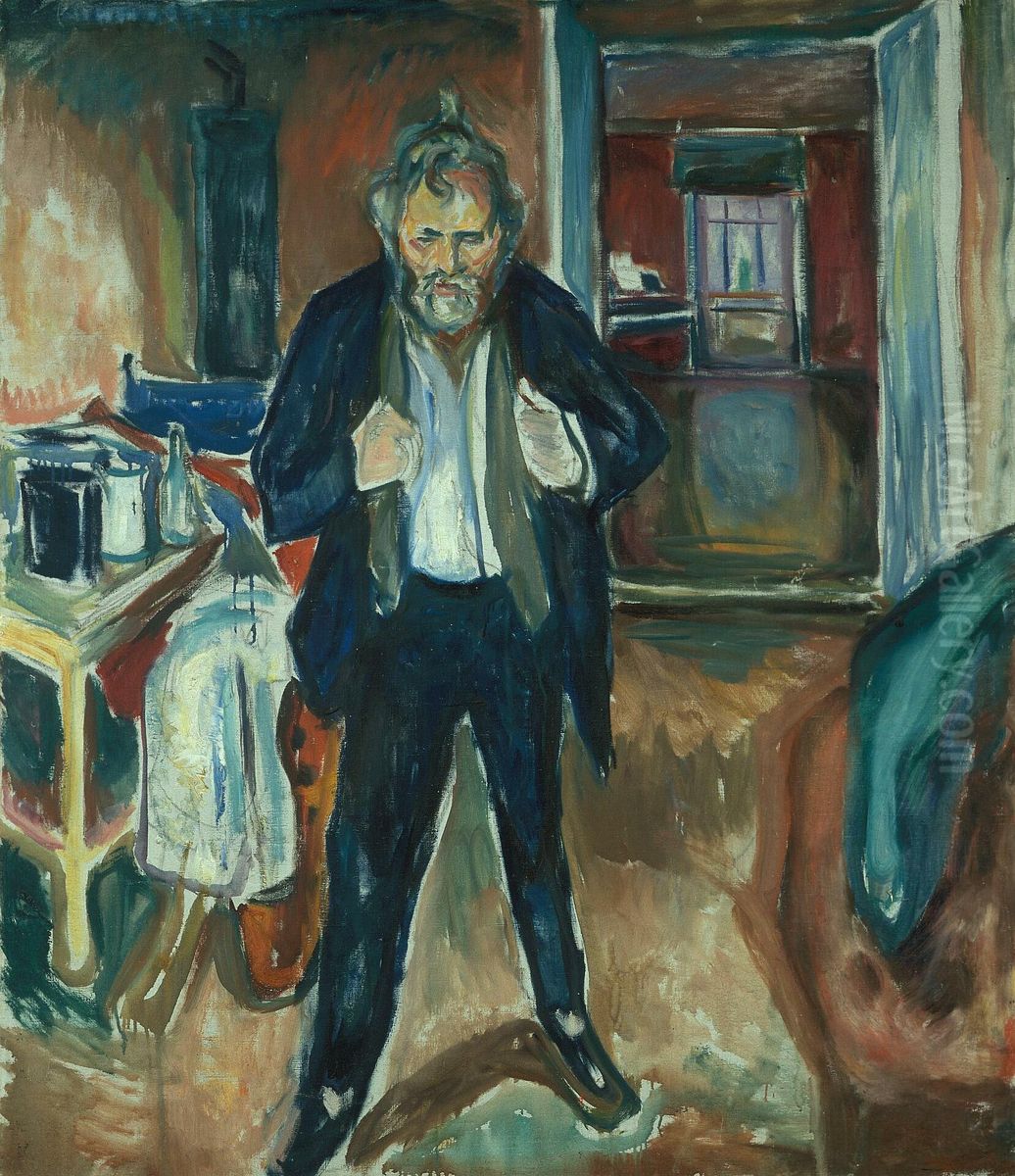 Sleepless Night. Self-Portrait in Inner Turmoil Oil Painting by Edvard Munch