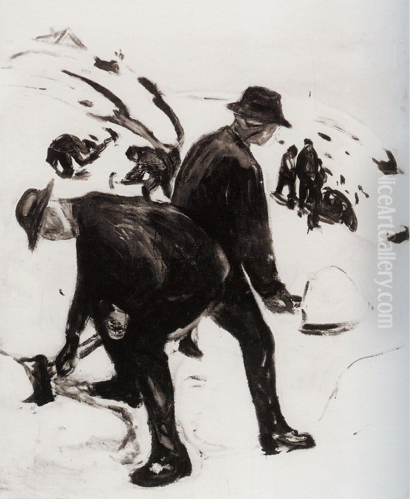 Schneeschipper Oil Painting by Edvard Munch