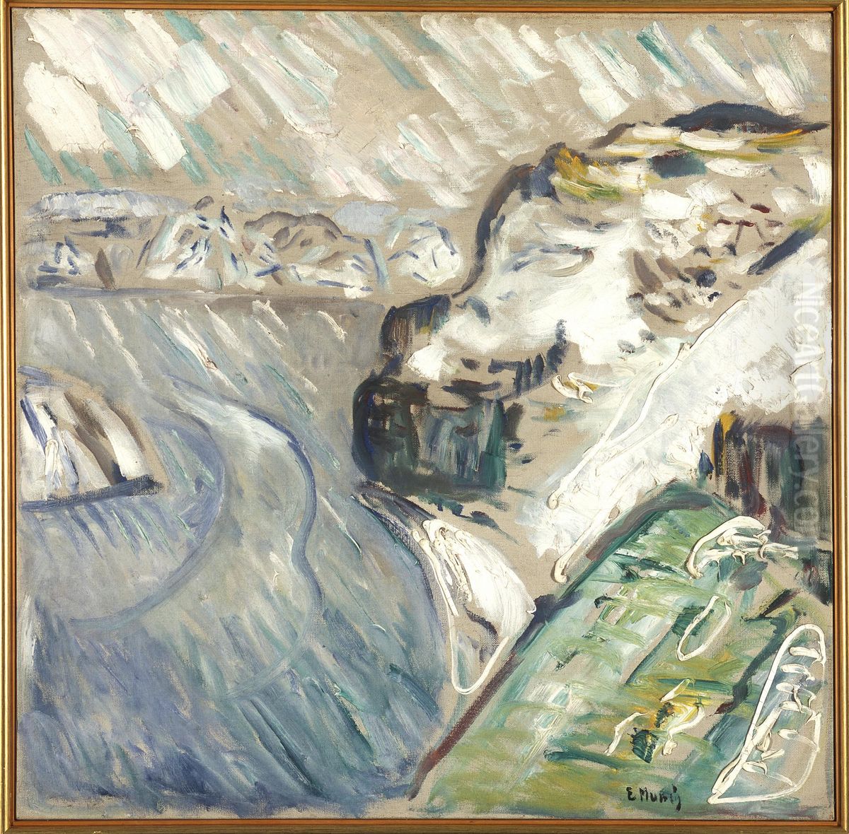 Snowstorm by the Sea Oil Painting by Edvard Munch