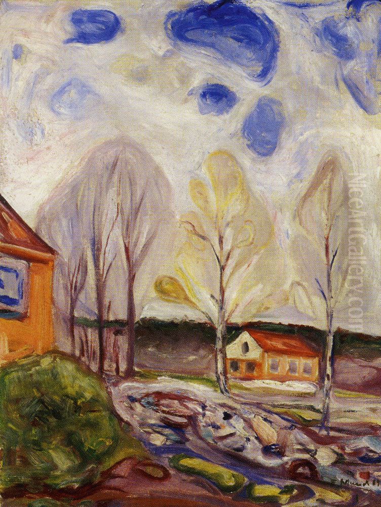 Spring in Asgardstrand Oil Painting by Edvard Munch