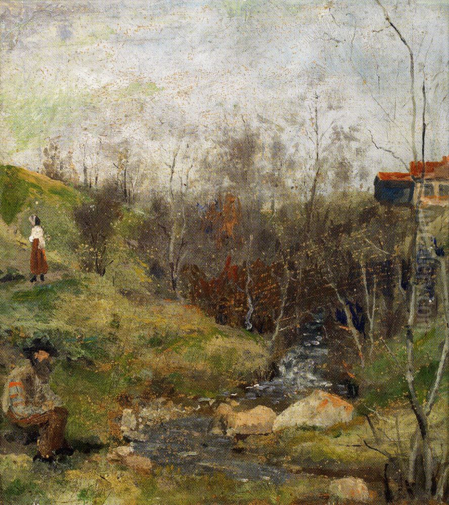 Spring Landscape Oil Painting by Edvard Munch