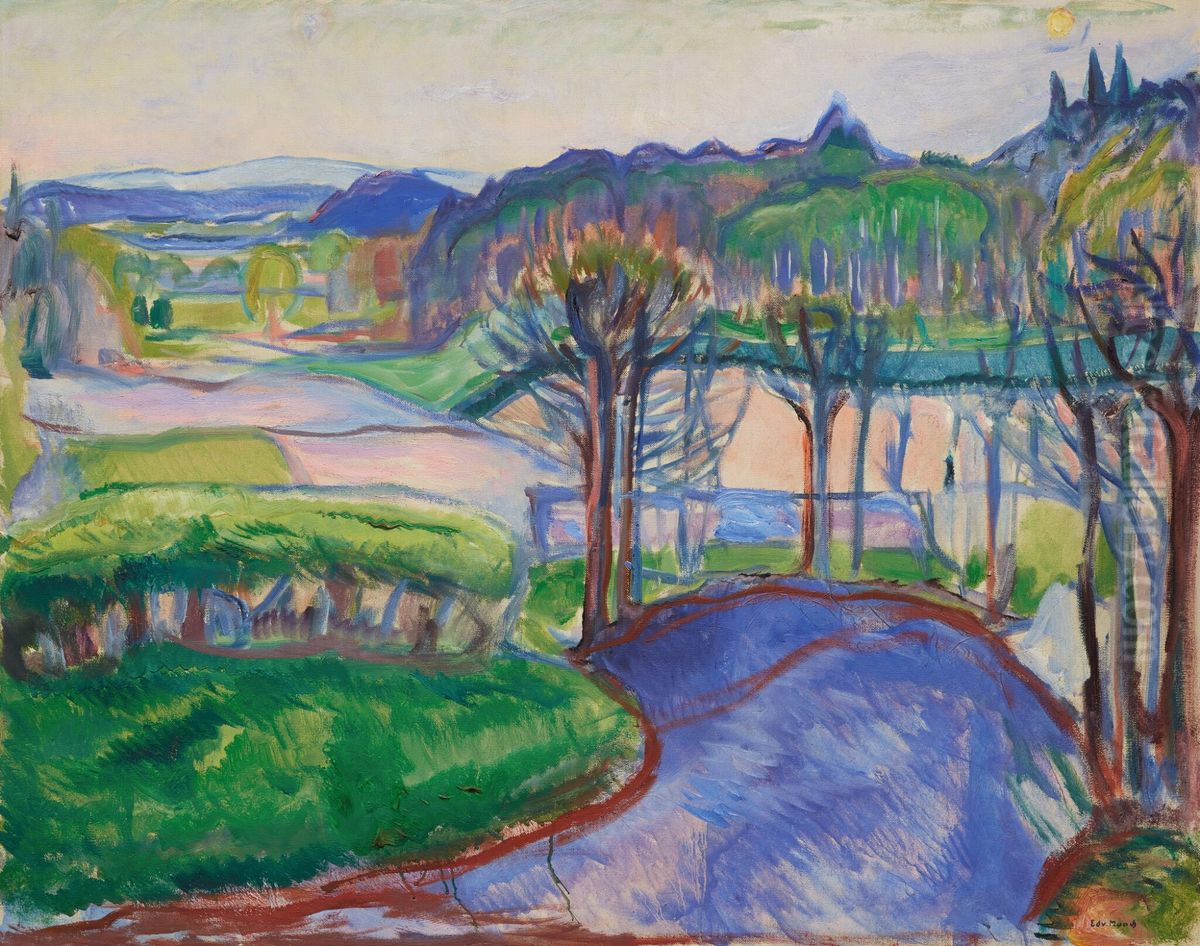 Spring Landscape Oil Painting by Edvard Munch
