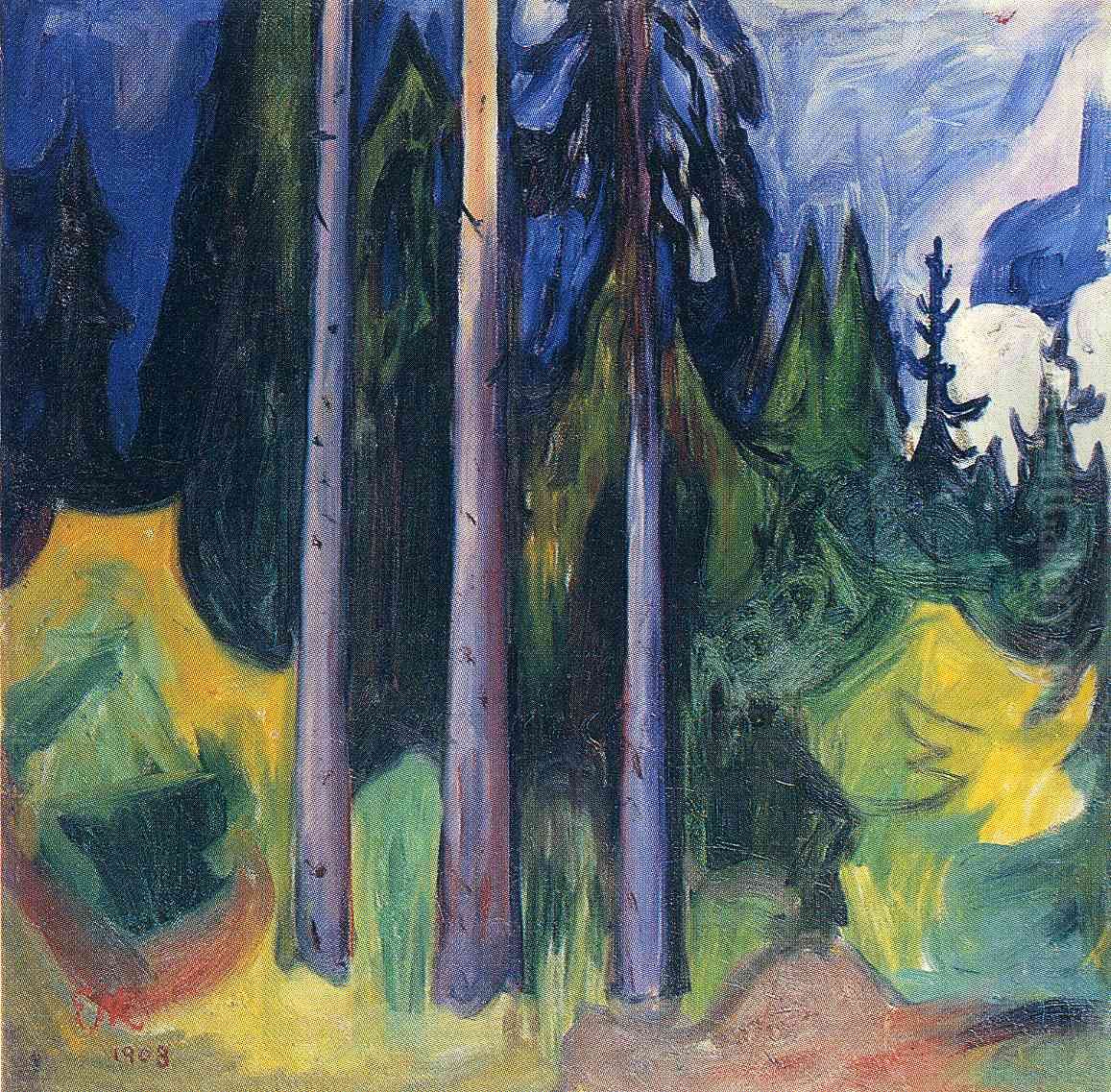 Spruce Forest Oil Painting by Edvard Munch