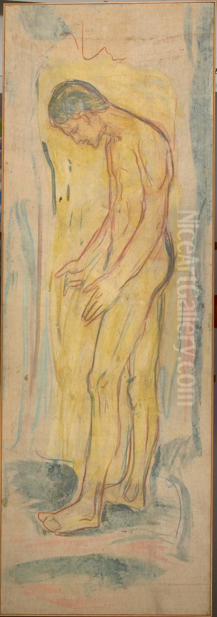 Standing Naked Man. The Source Oil Painting by Edvard Munch