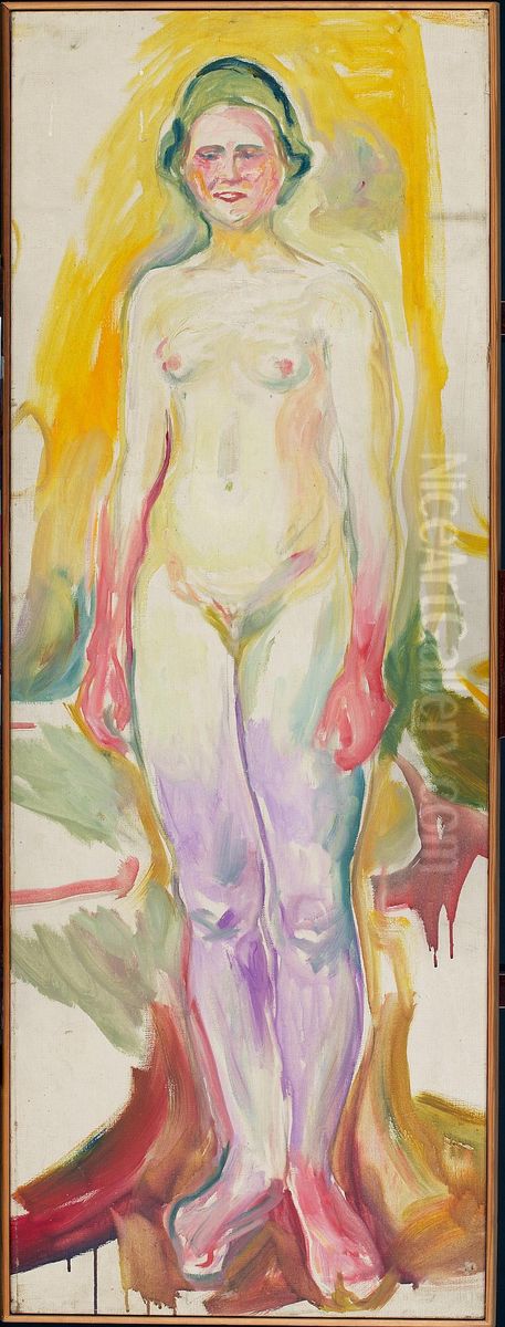 Standing Nude Oil Painting by Edvard Munch