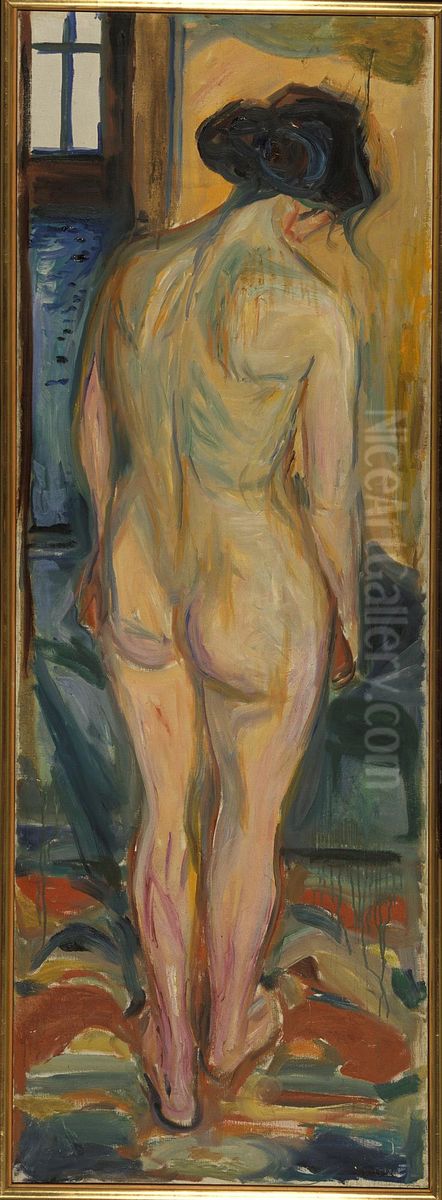 Standing Nude Oil Painting by Edvard Munch