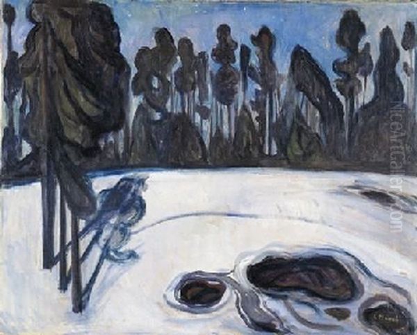 Starry Night Oil Painting by Edvard Munch