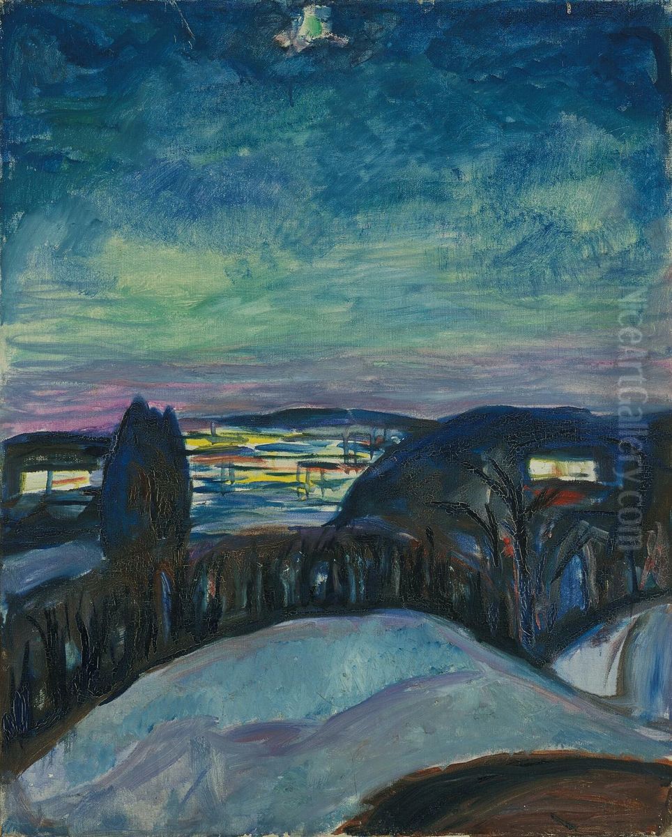 Starry Night Oil Painting by Edvard Munch