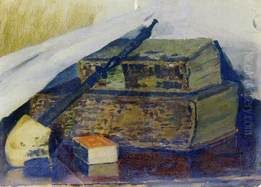 Still Life with Pipe and Bibles Oil Painting by Edvard Munch