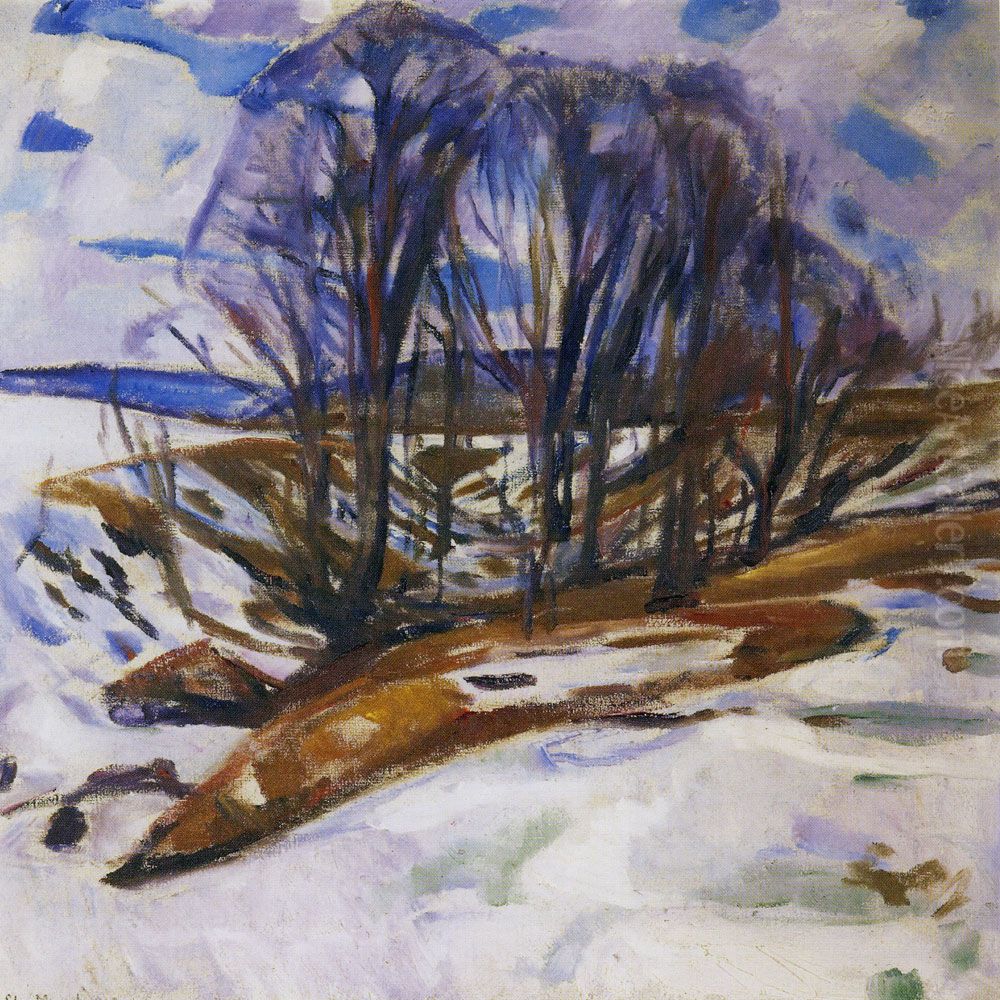 Thawing Snow Oil Painting by Edvard Munch