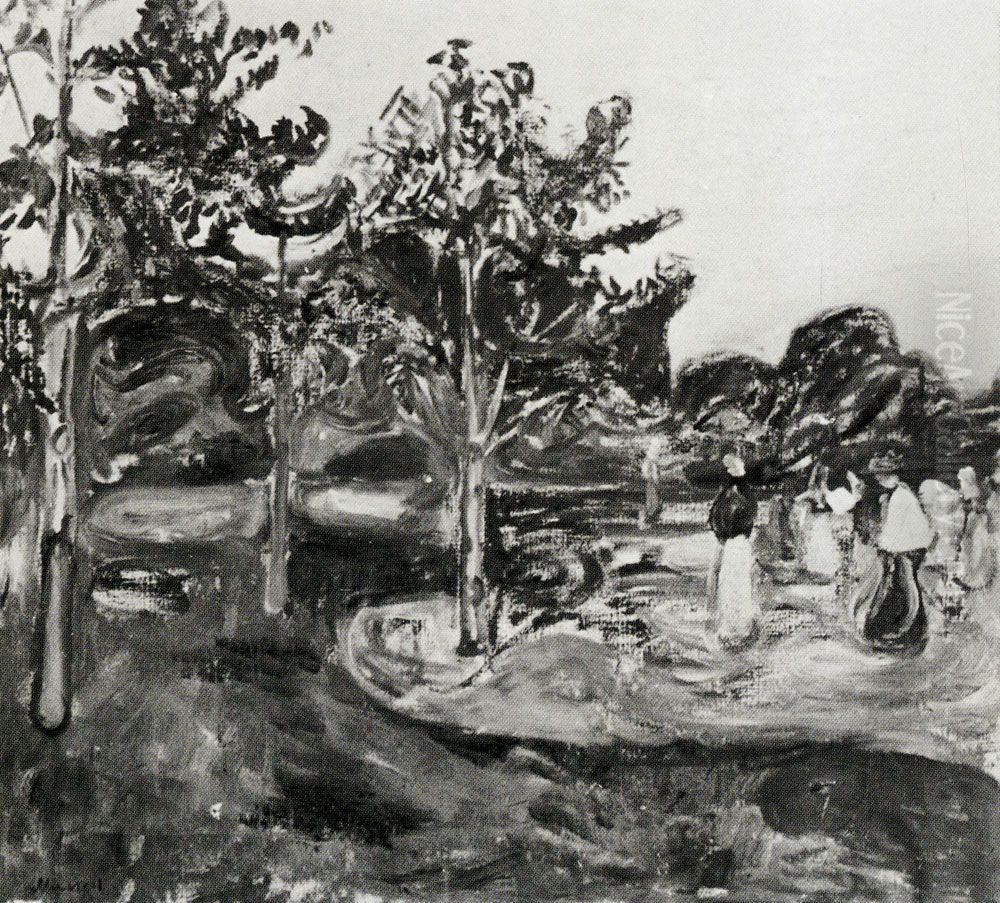 The garden in Sunshine Oil Painting by Edvard Munch