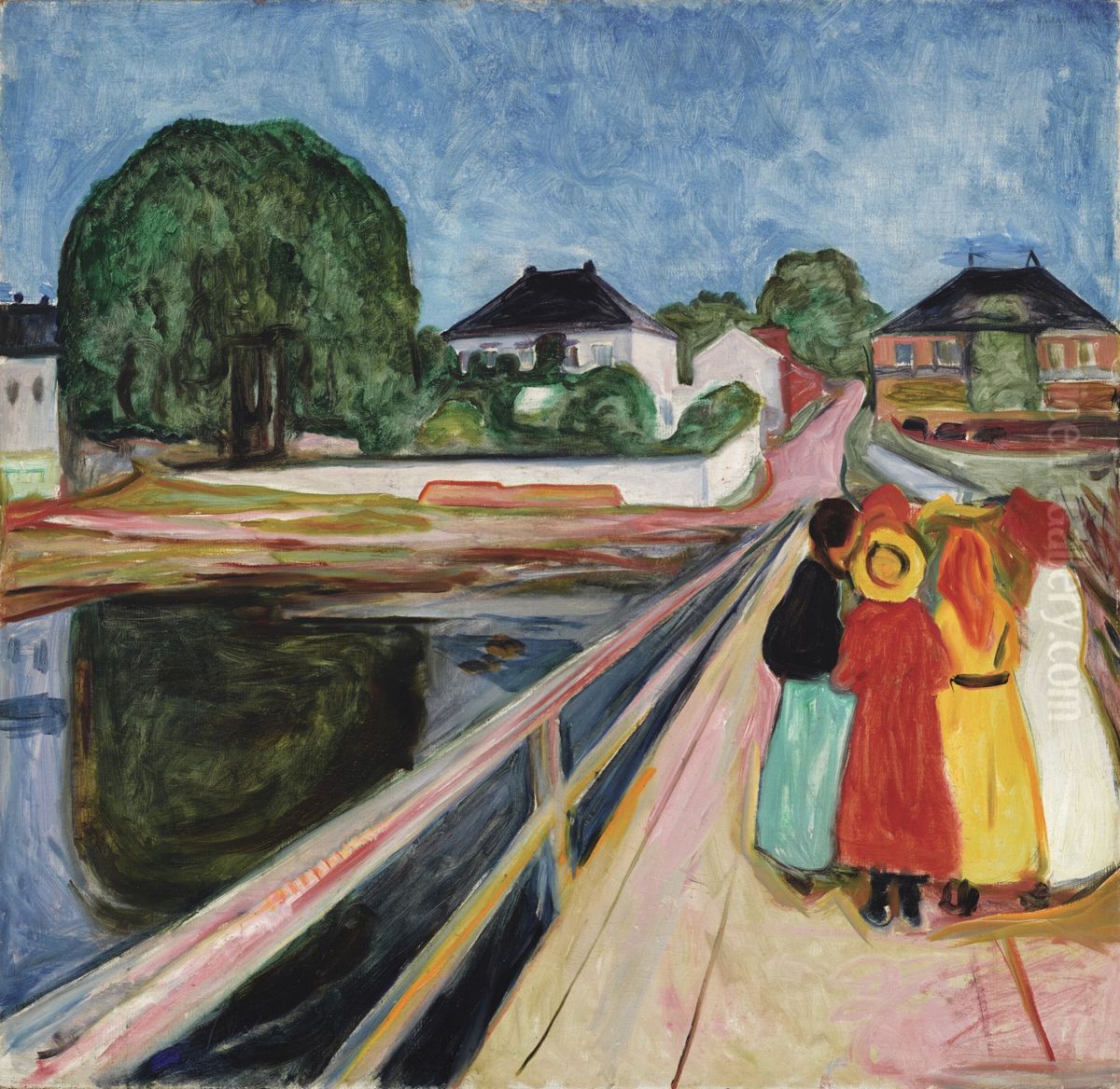 Pikene pa broen Oil Painting by Edvard Munch