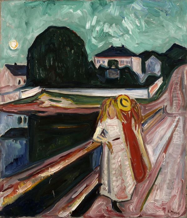 Girls on the Pier Oil Painting by Edvard Munch