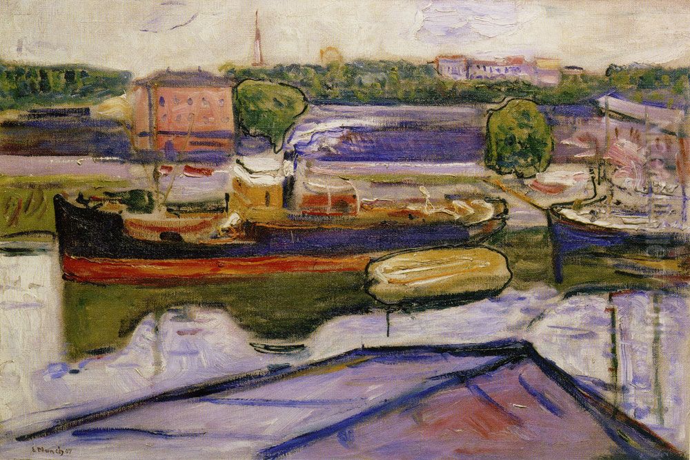 The Harbour of Lubeck Oil Painting by Edvard Munch
