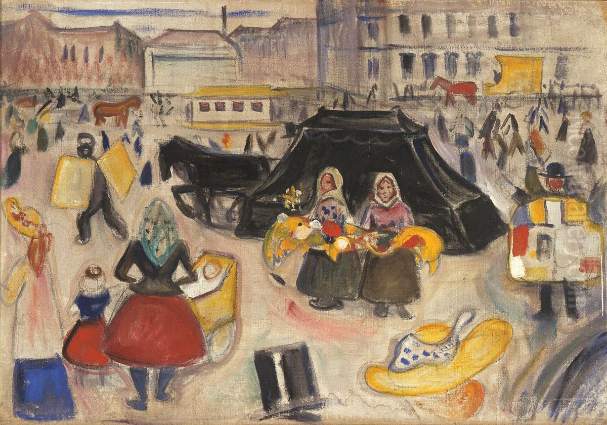 The Hearse on Potsdamer Platz Oil Painting by Edvard Munch