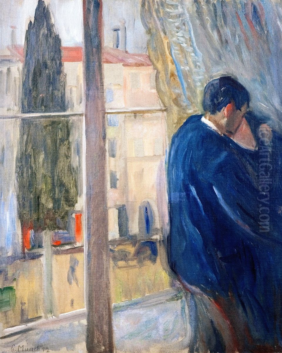 El Beso Oil Painting by Edvard Munch